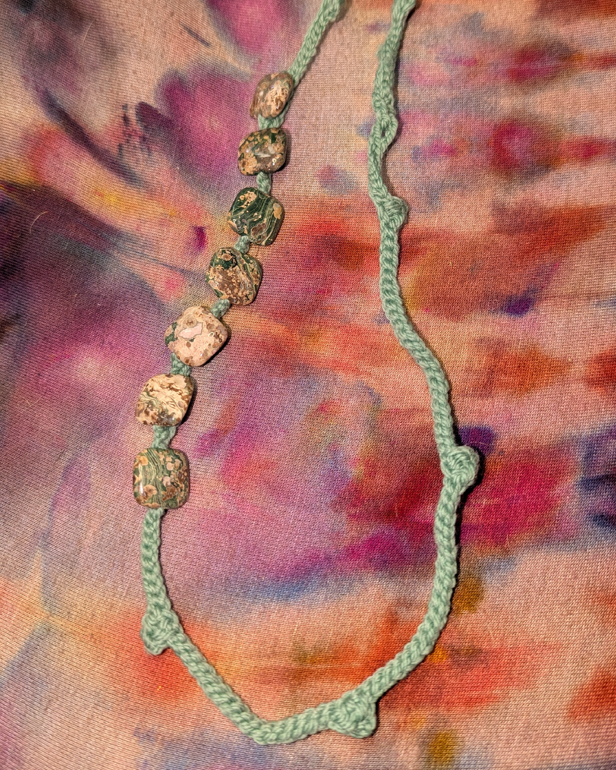 rhyolite jasper crochet necklace strand