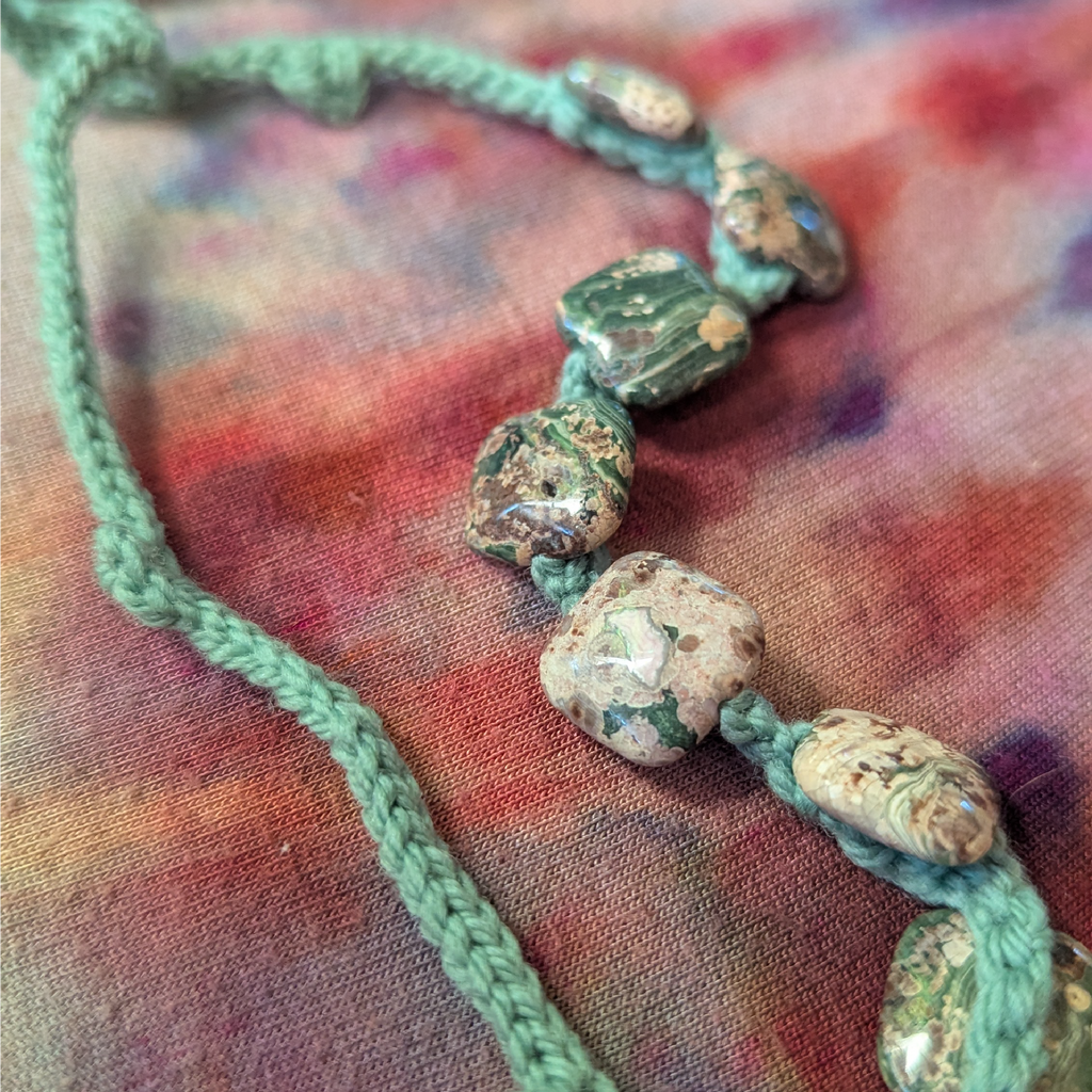 rhyolite jasper crochet necklace strand