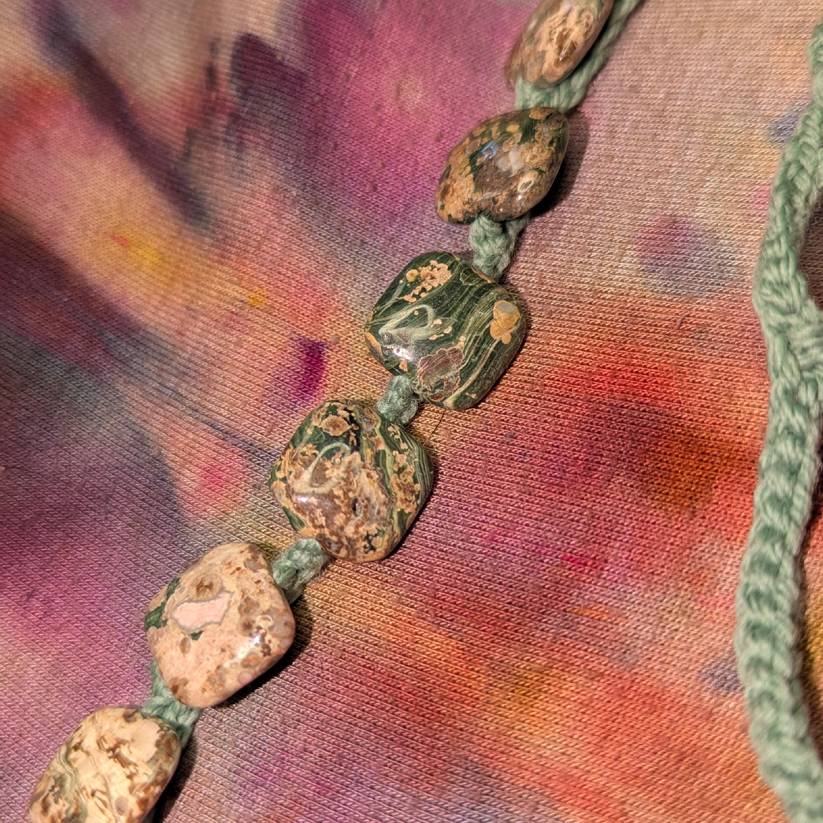 rhyolite jasper crochet necklace strand