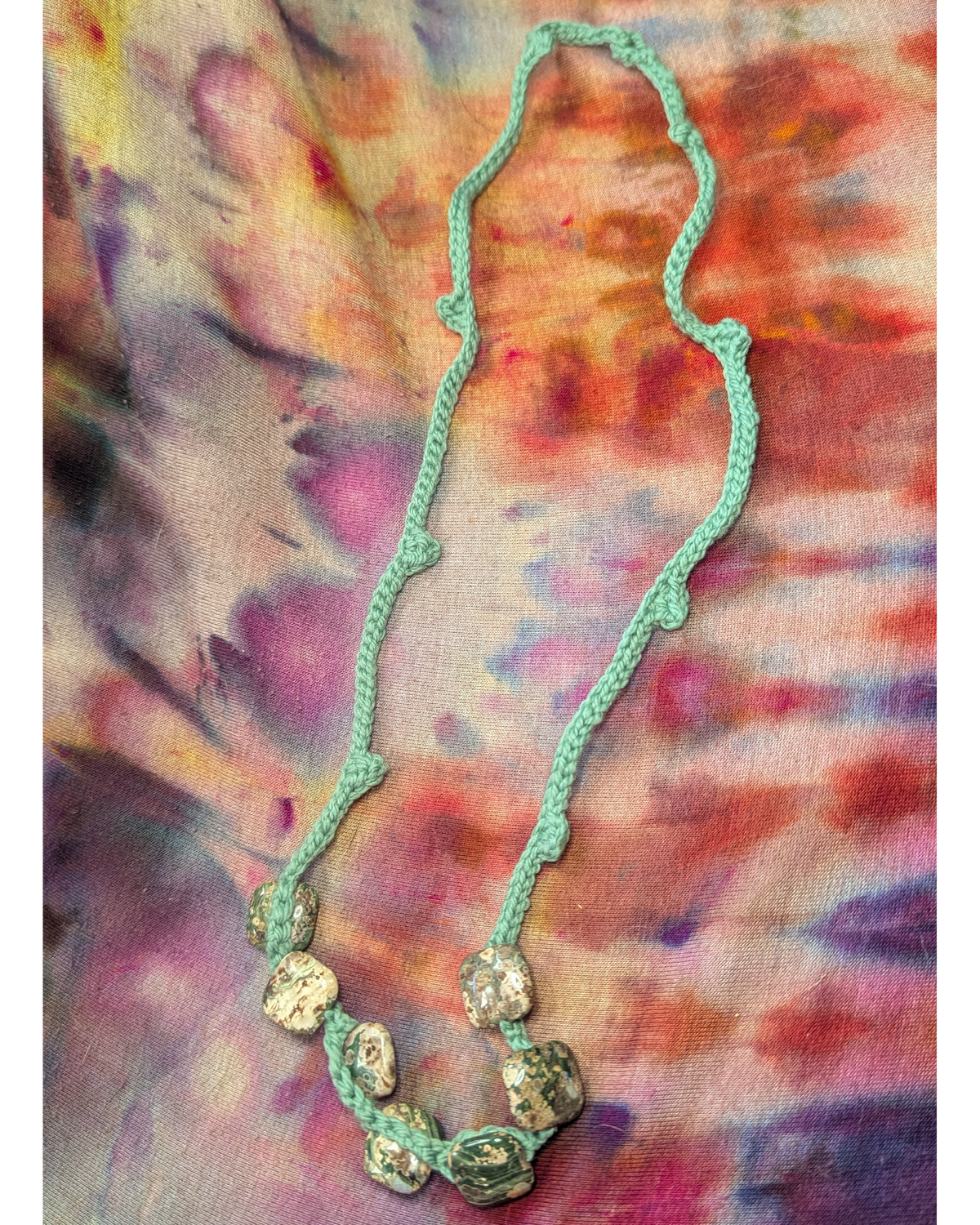 rhyolite jasper crochet necklace strand