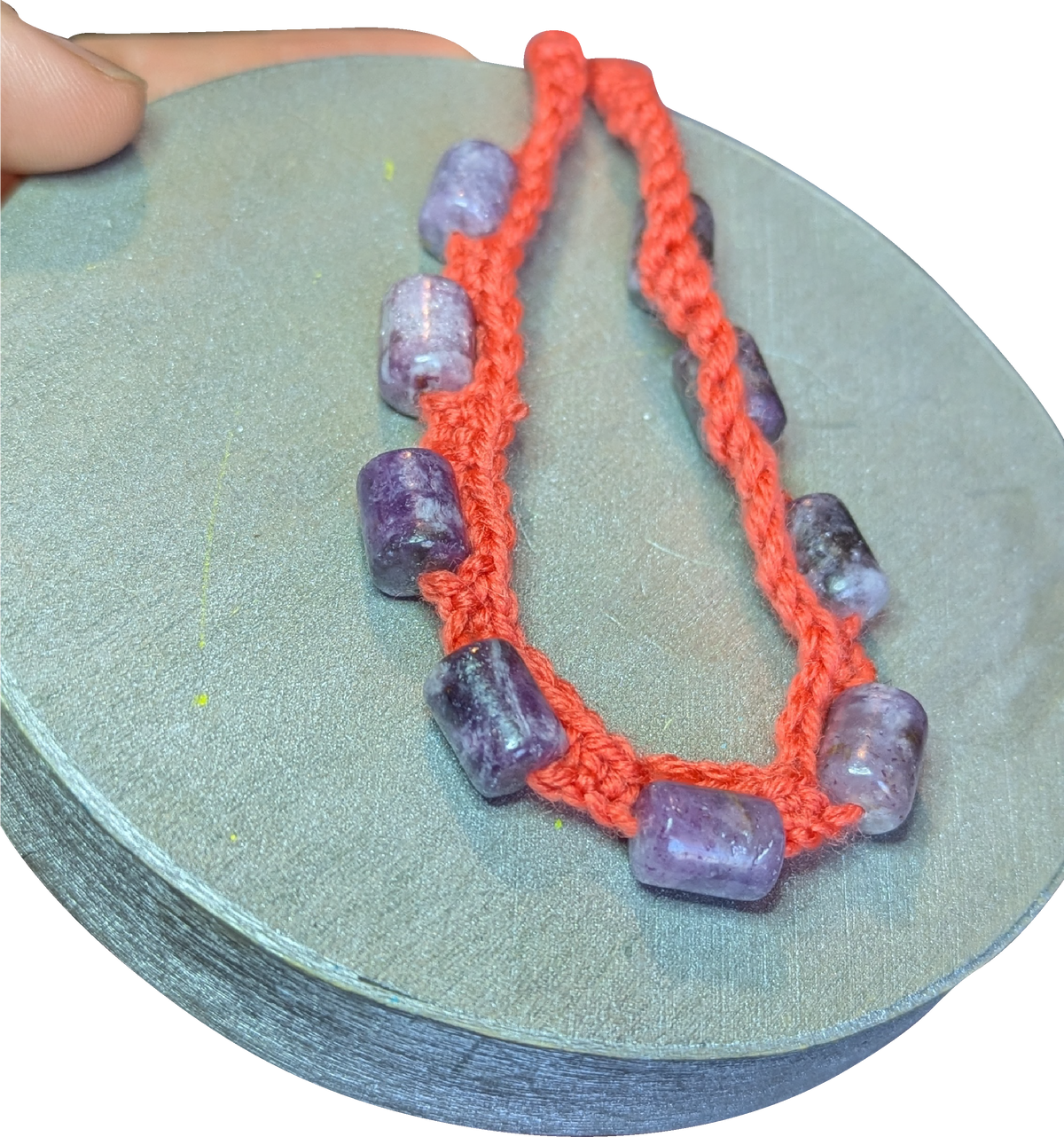 lepidolite bead necklace