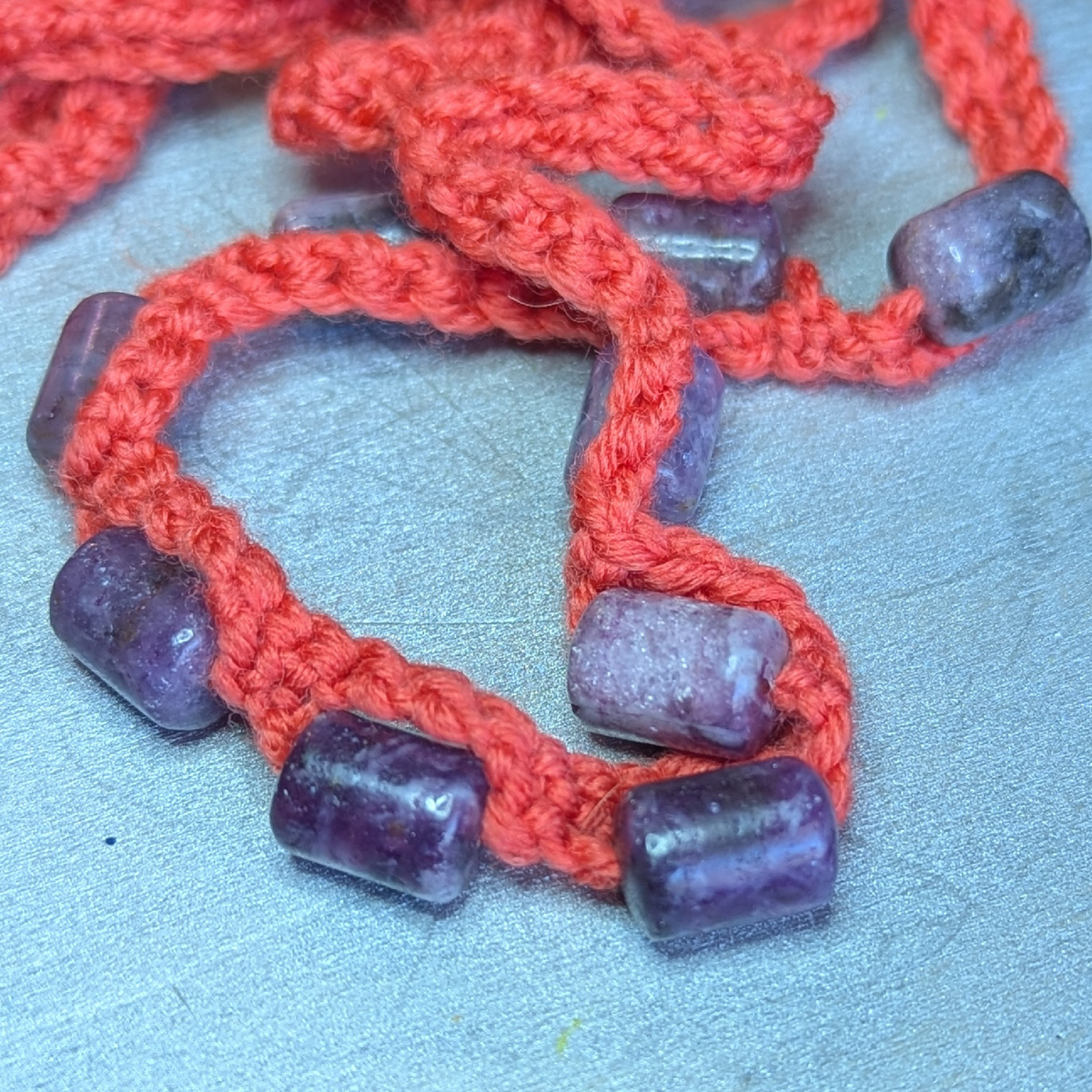 lepidolite bead necklace
