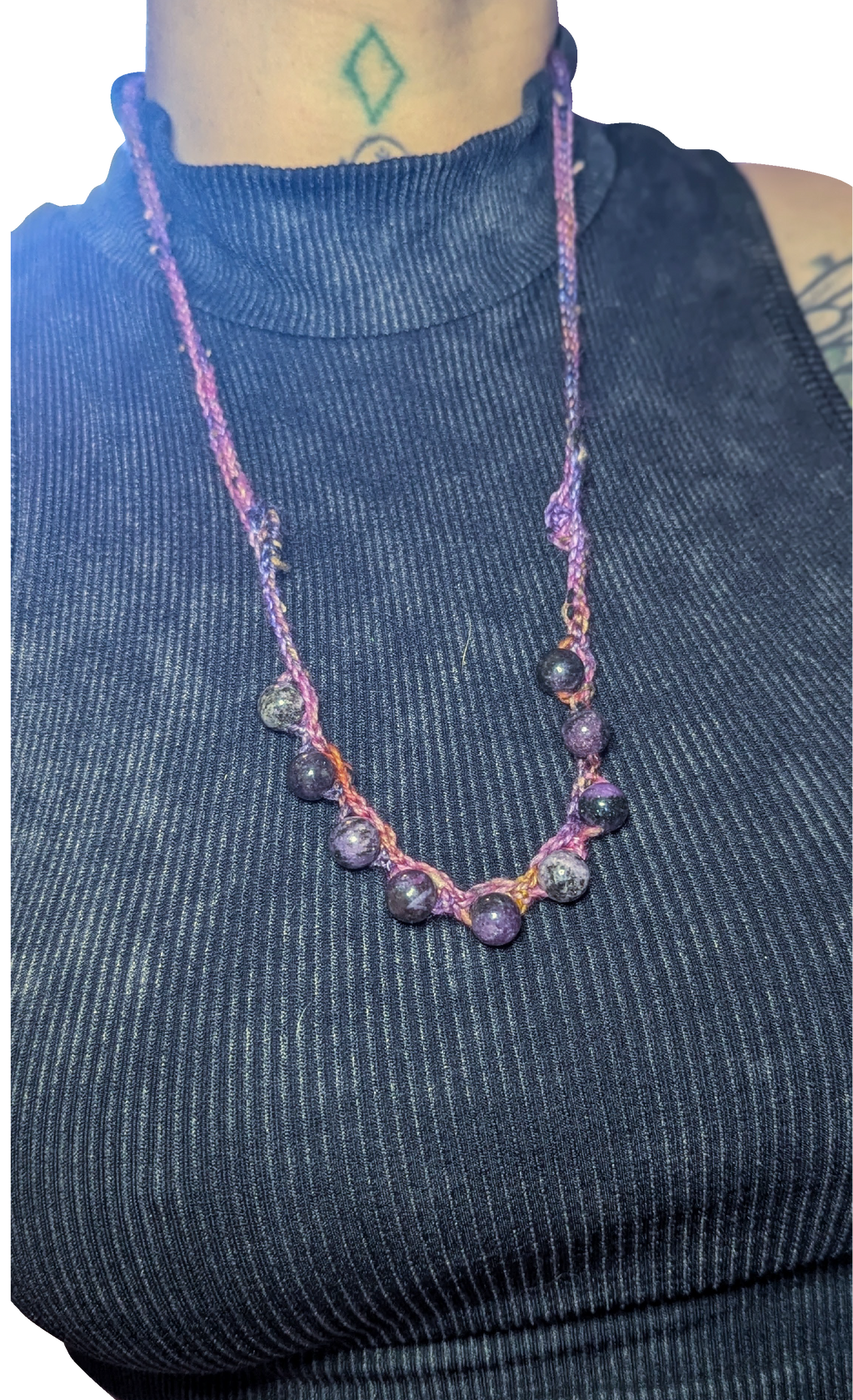 lepidolite bead necklace
