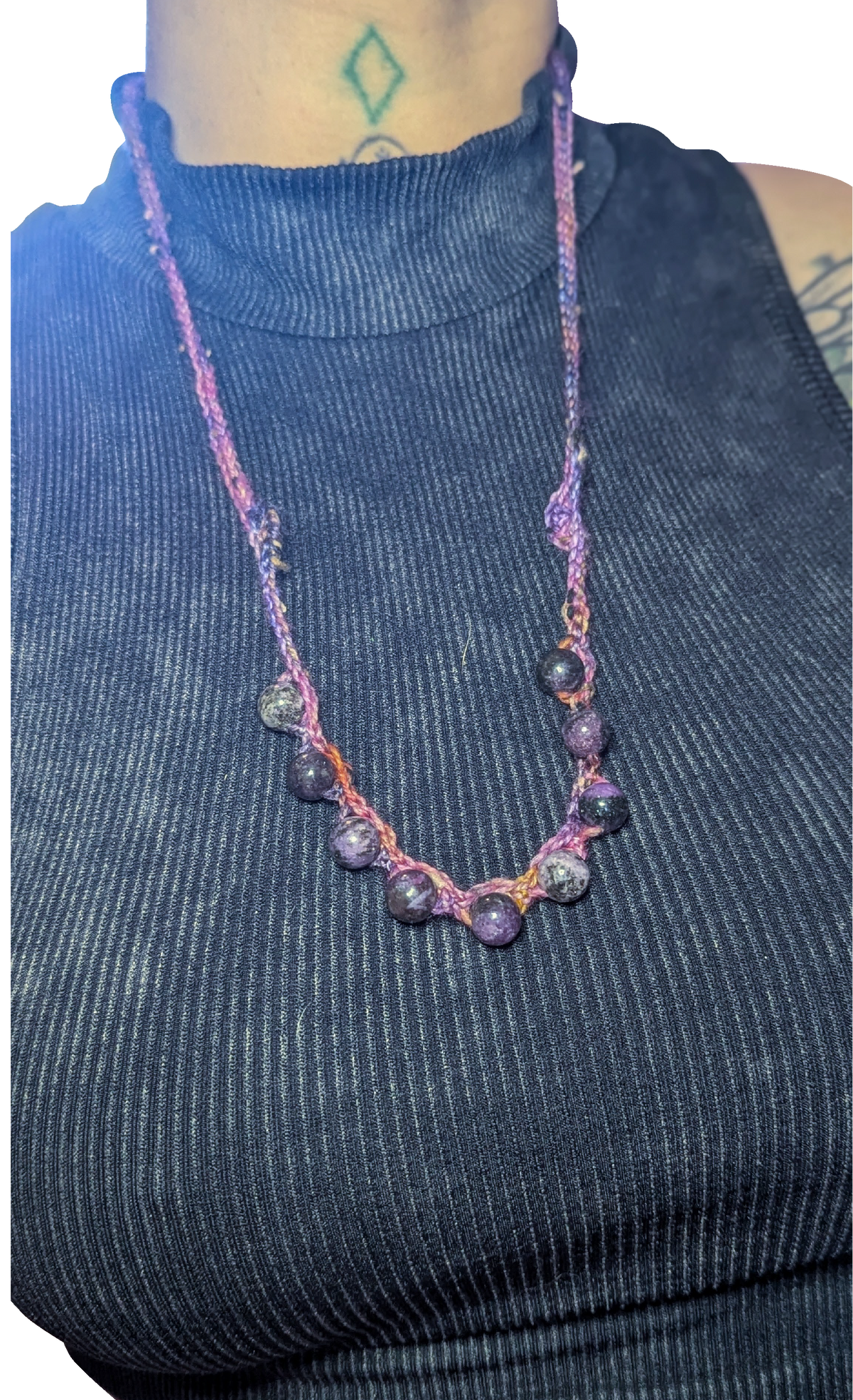 lepidolite bead necklace